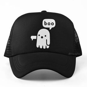 🆕Boo Ghost Disapproval Foam Trucker Hat Mesh Snapback Cap Black
